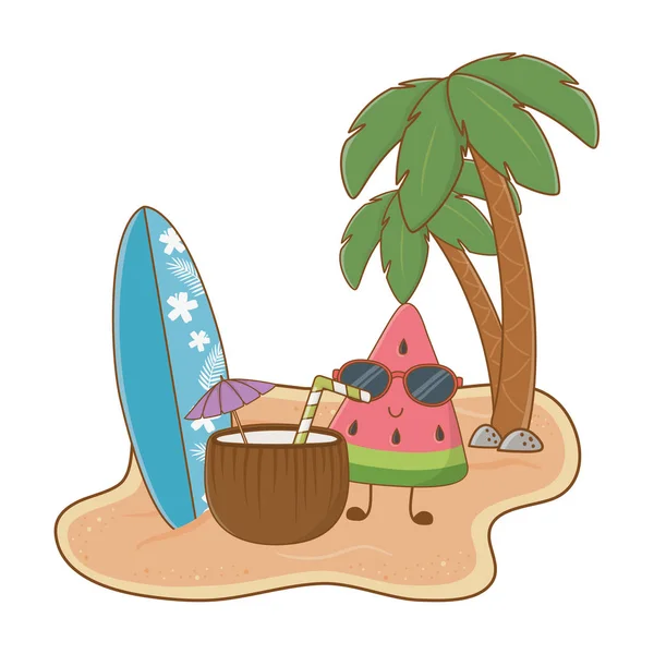 Summer and beach cute cartoons — Stock Vector