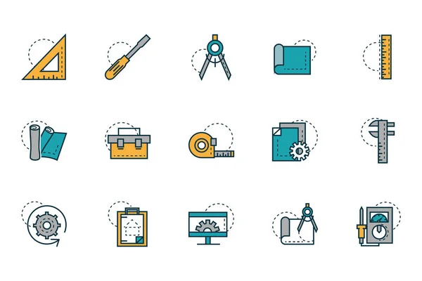 Kolekce ikon inženýrství pracovních nástrojů — Stockový vektor