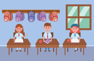 Erkek ve kız çocuklar okul tasarımı.