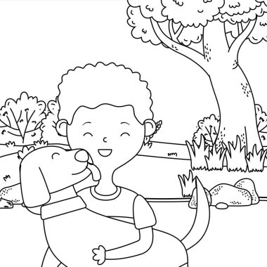 Köpek karikatür tasarımı ile çocuk