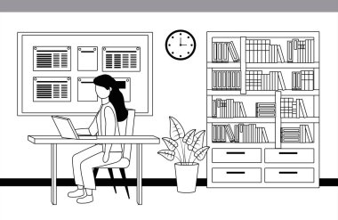 İş kadını avatar karikatür tasarım vector Illustrator