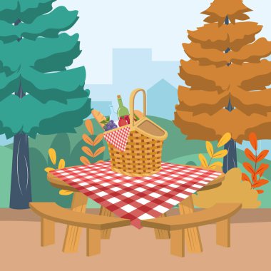 Orman tasarımında piknik sepeti