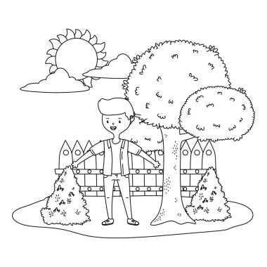 Genç çocuk karikatür tasarım vector Illustrator