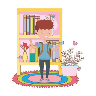 Genç çocuk karikatür tasarım vector Illustrator