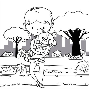 Köpek karikatür tasarımı ile çocuk