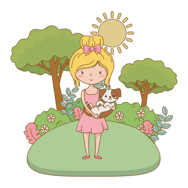 Köpek karikatür tasarımı ile kız