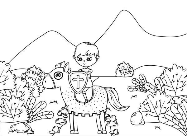 Ortaçağ şövalye tasarım vektör illüstrasyon izole