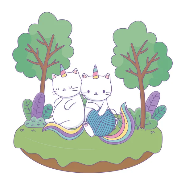 ユニコーン猫漫画ベクトルデザイン — ストックベクタ