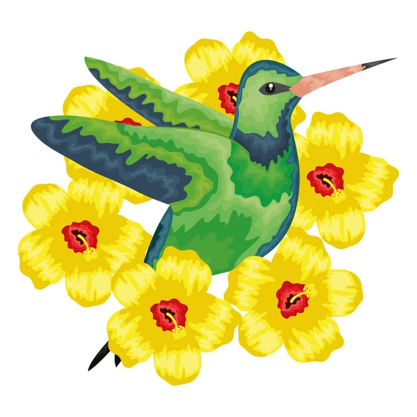 Hummingbird whit flowers vector illustration — Wektor stockowy