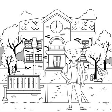 Okul tasarım çocuk karikatür