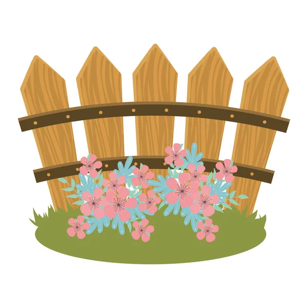 Flowers in front of fence vector design — Διανυσματικό Αρχείο