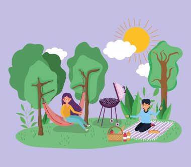 parkta gençler piknik