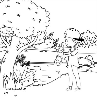 Kedi karikatür tasarımı ile çocuk