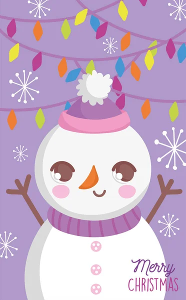 Niedlichen Schneemann glückliche Weihnachten Tags — Stockvektor