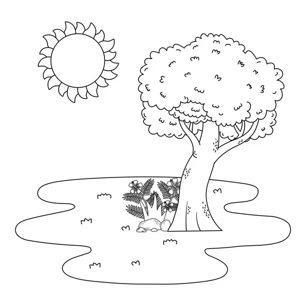 Natur im Freien Baum Umwelt Karikatur — Stockvektor