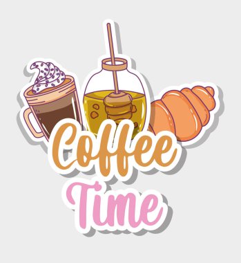 Kahve saati çizimi düz tasarım