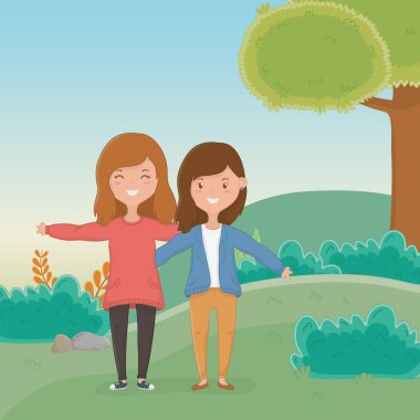 Kız karikatürler tasarım Dostluk