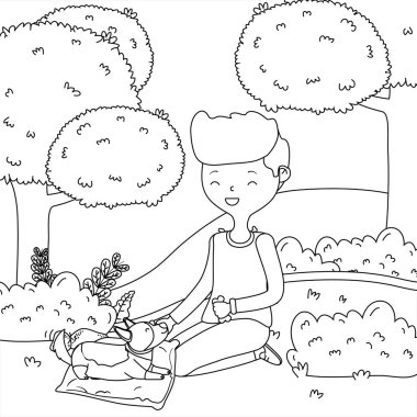 Köpek karikatür tasarımı ile çocuk