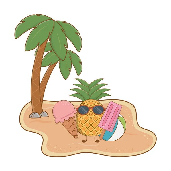 Summer and beach cute cartoons — Stock Vector