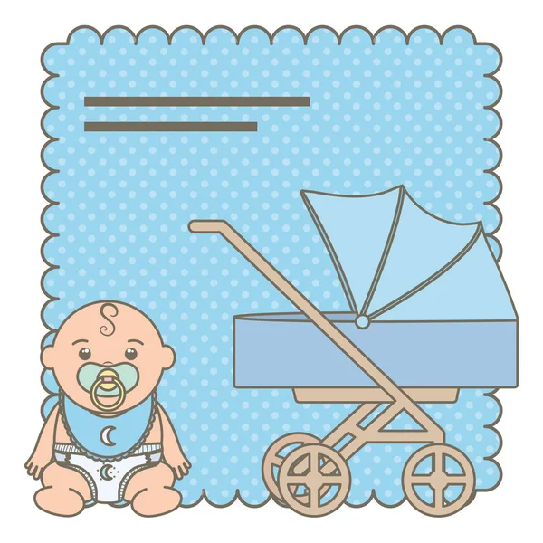 Mignon petit garçon avec chariot — Image vectorielle