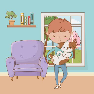 Köpek karikatür tasarımı ile çocuk