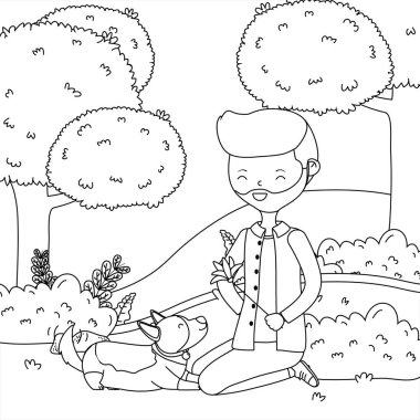 Köpek karikatür tasarımı ile çocuk