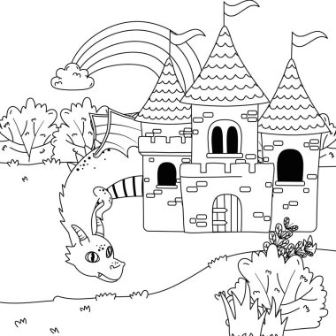 İzole ejderha karikatür tasarım vektör