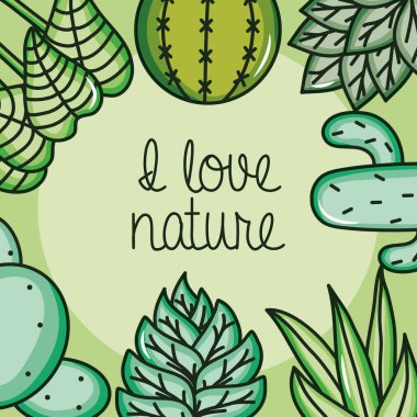 Egzotik kaktüs ve bitkiler doğa çerçevesi