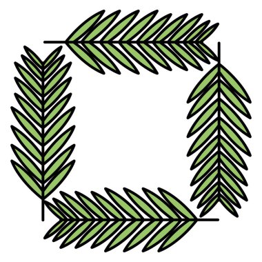 egzotik ve tropikal yapraklar kare çerçeve oluşturuyor