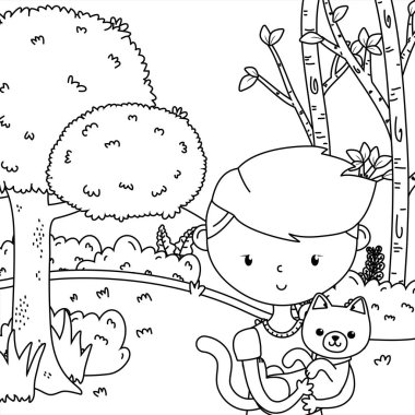 Kedi karikatür tasarımı ile çocuk