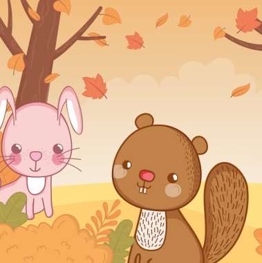 Şirin hayvan yaprakları Merhaba sonbahar