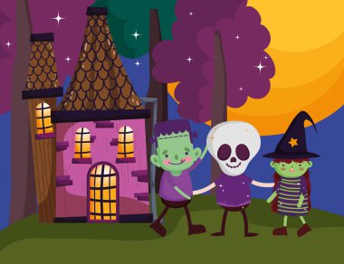 kostüm halloween görüntü ile çocuklar