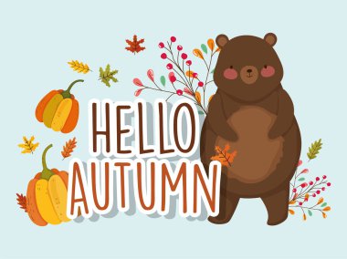 merhaba sonbahar sezonu düz tasarım