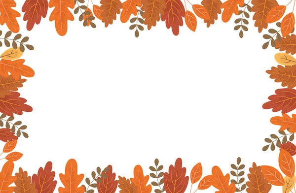 Laub Blätter Natur Rahmen Herbst auf weißem Hintergrund — Stockvektor
