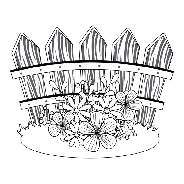 Flowers in front of fence vector design —  Vetores de Stock