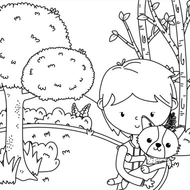 Köpek karikatür tasarımı ile çocuk