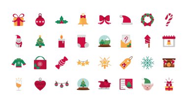 celebration decoration happy christmas icons collection