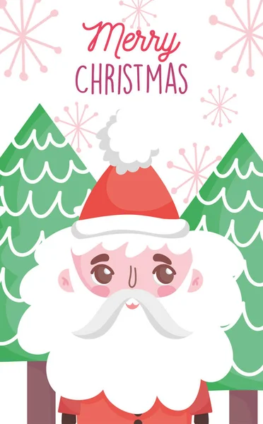 Cute santa claus tree happy christmas tags — Stock Vector