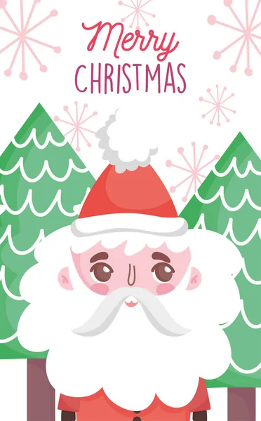 Cute santa claus tree happy christmas tags. — Vector de stock