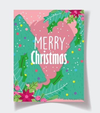 Ağaçlar çiçekler kar topları Mutlu noeller posteri