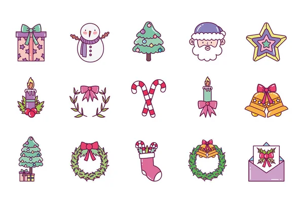 Celebration decoration merry christmas icons — Stock Vector
