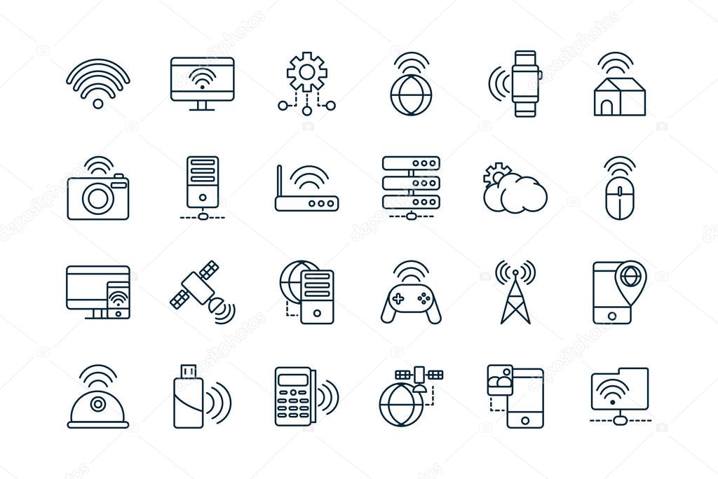 internet of things line icons set