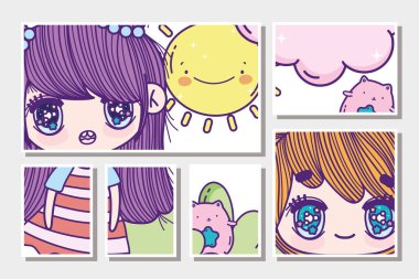 Anime güzel kızlar kedi ve güneş bulutları