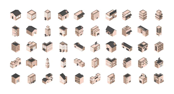 Набір іконок будівельного ізометричного стилю — стоковий вектор