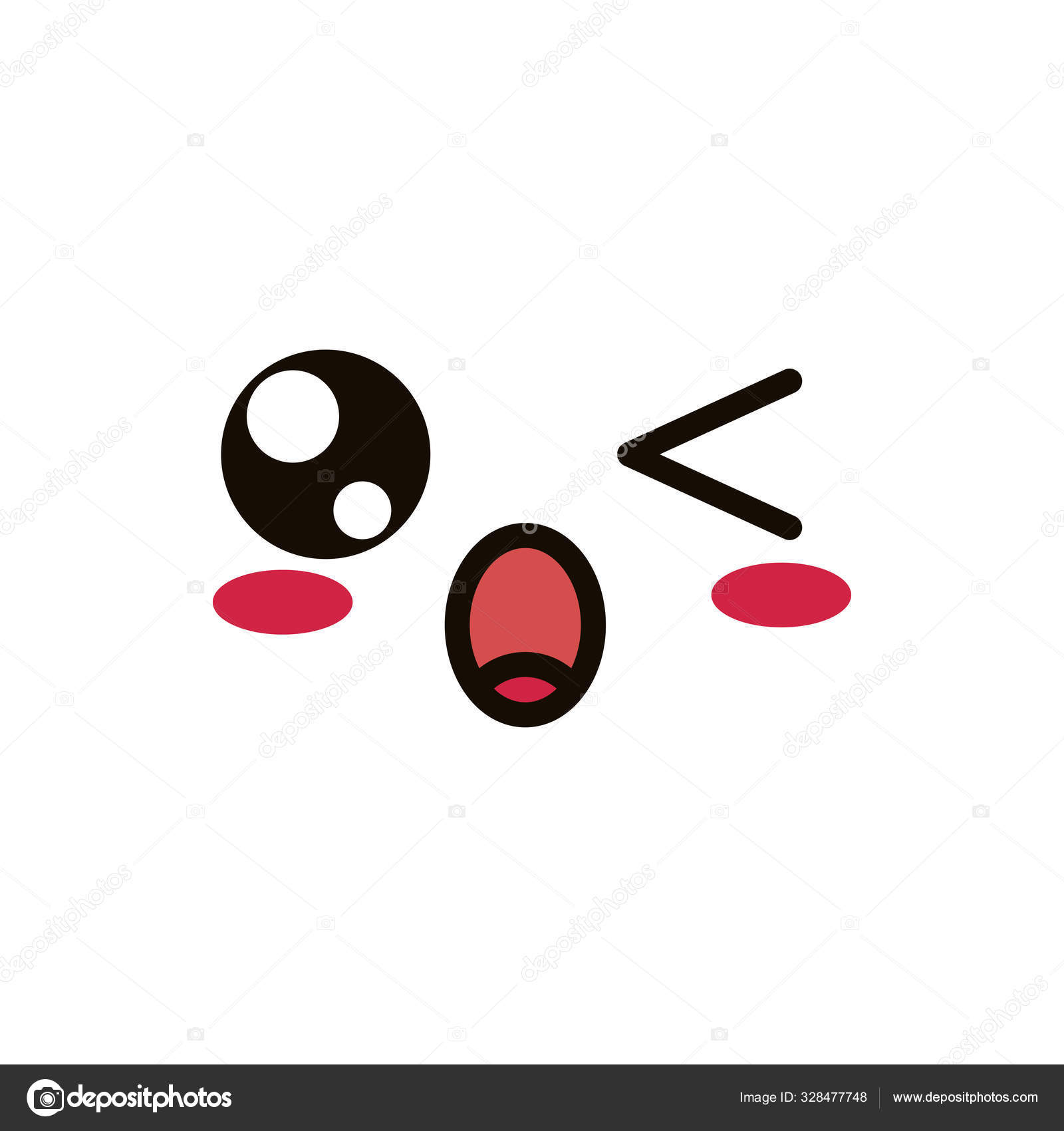 Kawaii cute face expression eyes and mouth scared Vector Image