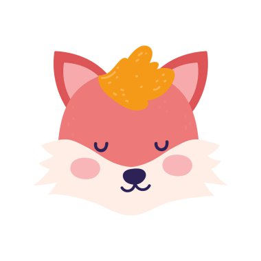 Bebek partisi şirin tilki kafası kapalı gözler hayvan çizgi filmi