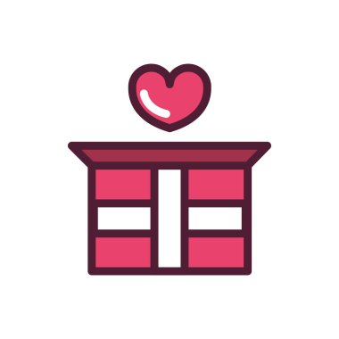 happy valentines day gift box with heart love romantic feeling icon