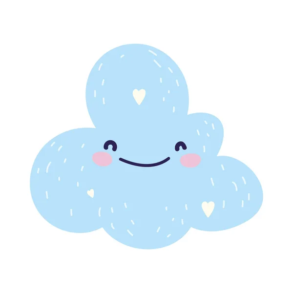 Baby shower cute blue cloud cartoon — Archivo Imágenes Vectoriales