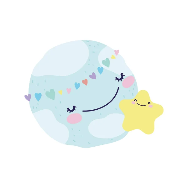 Bebê chuveiro mundo bonito com estrela e decoração corações —  Vetores de Stock