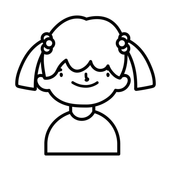 Schattig klein meisje gelukkig cartoon karakter dikke lijn — Stockvector